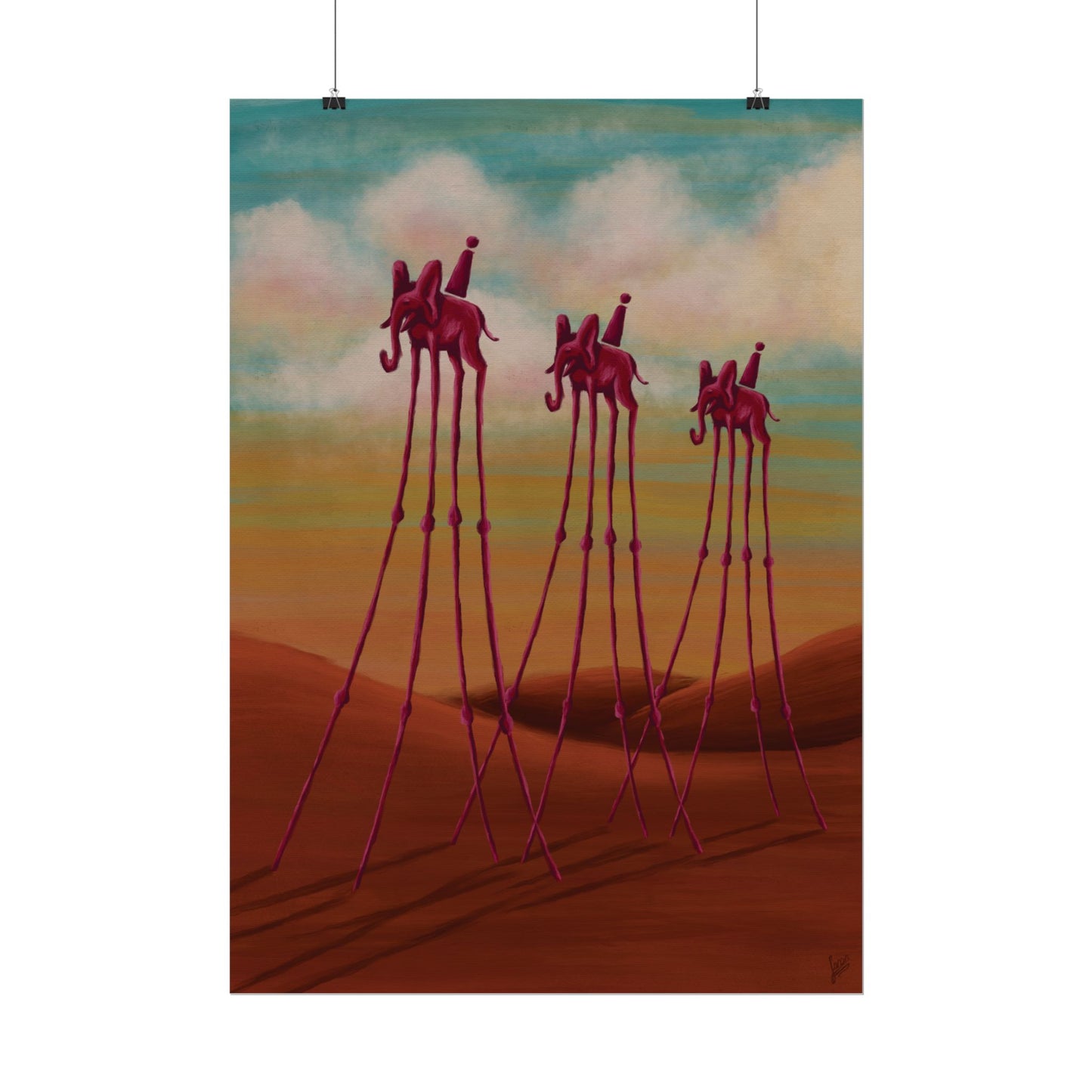 Kunst Poster Print - Dali's Elephants in Pink