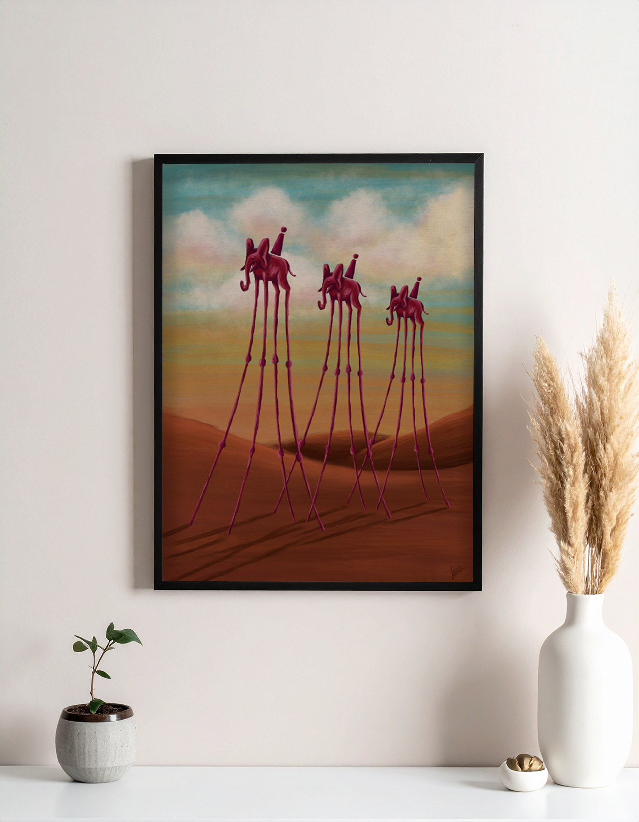 Kunst Poster Print - Dali's Elephants in Pink