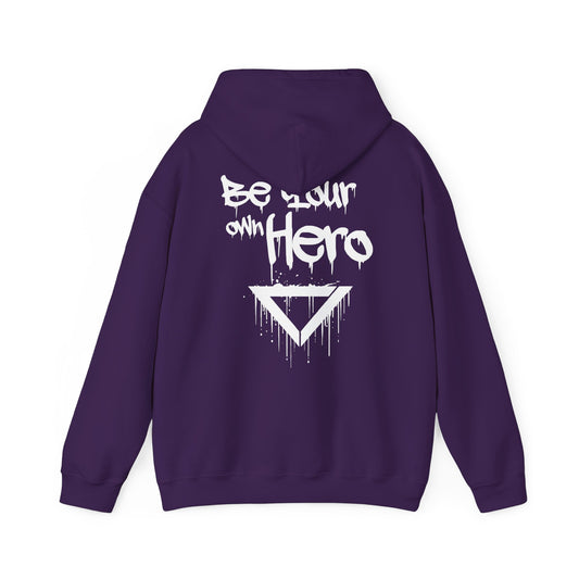 Hoodie met rugprint - Be Your Own Hero