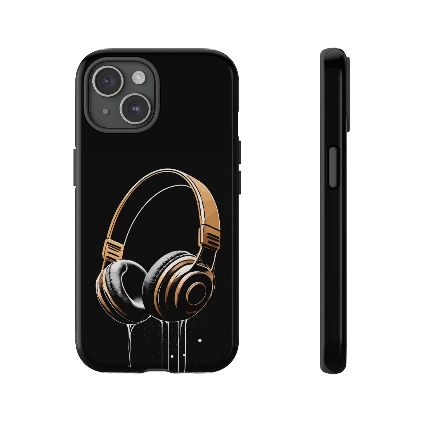 iPhone Hardcover - Golden Headphones