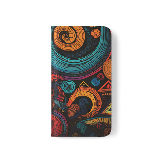 iPhone Flip Case - Vibrant Spirals