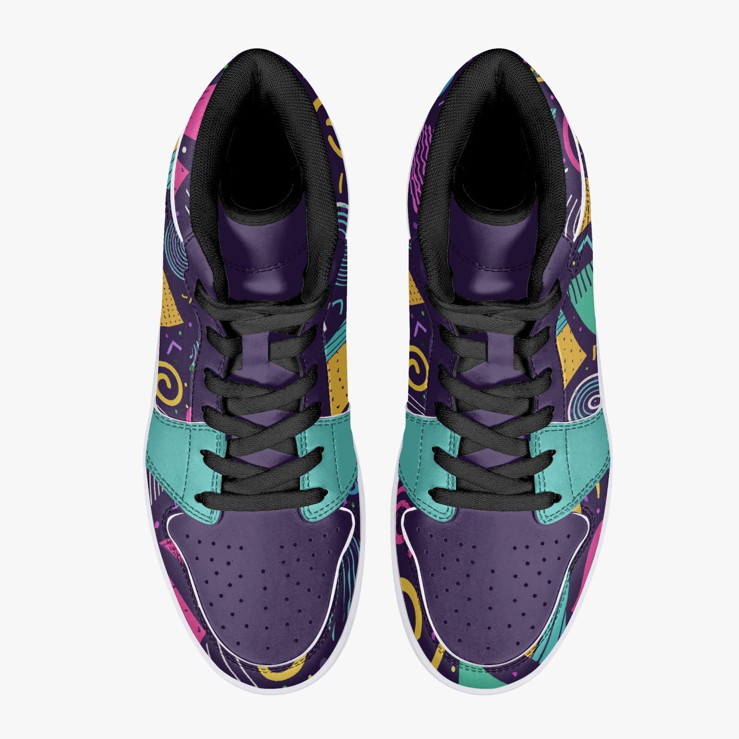 Hoge kunstleren sneakers - Eighties Print (purple)