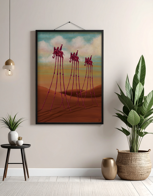 Kunst Poster Print - Dali's Elephants in Pink