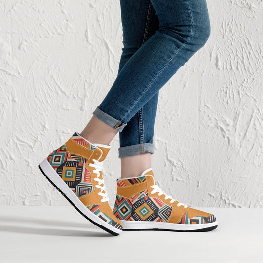 Hoge kunstleren sneakers - African Print #1