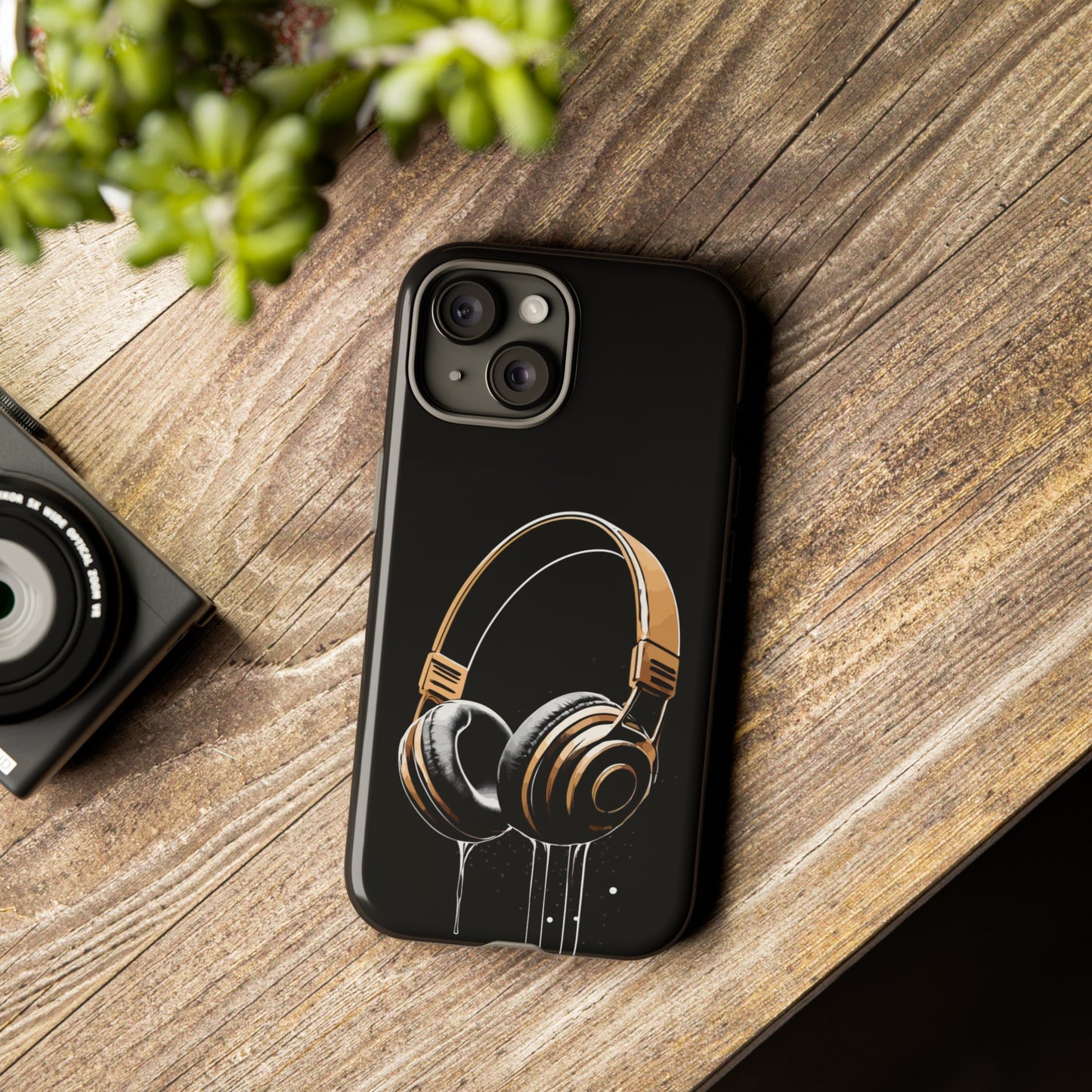 iPhone Hardcover - Golden Headphones