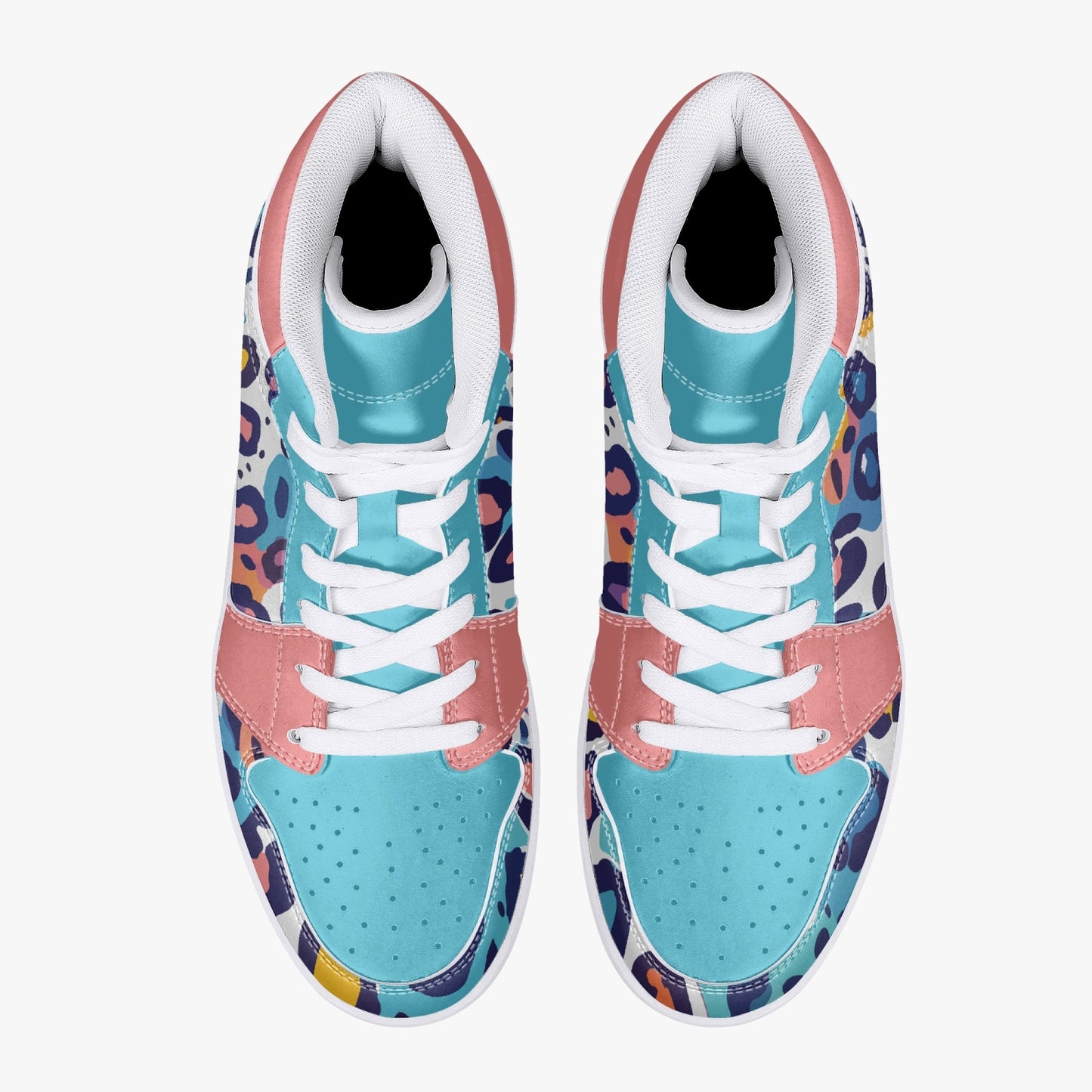 Hoge kunstleren Sneakers - Blue Leopard