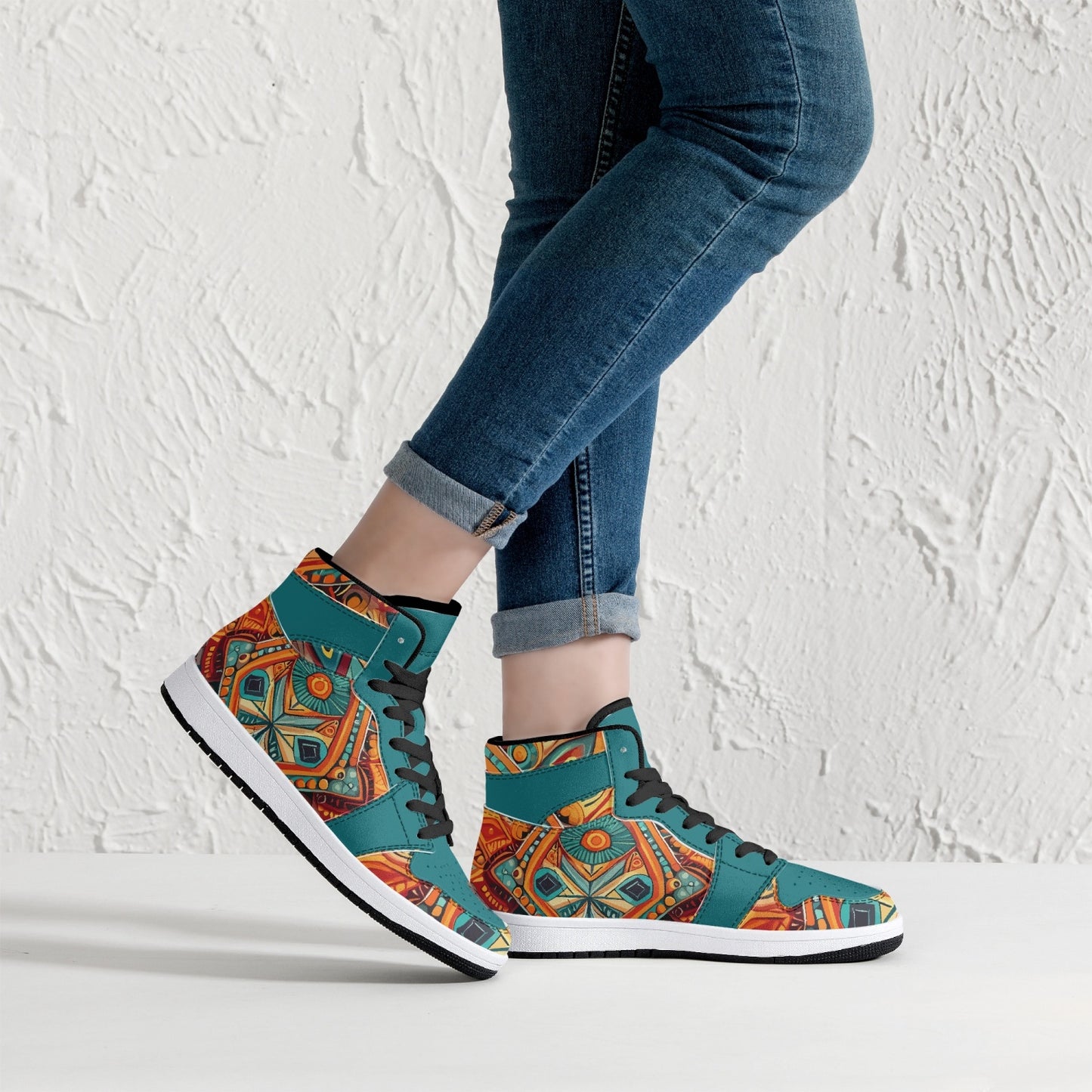 Hoge kunstleren sneakers - Vibrant Tribal #1