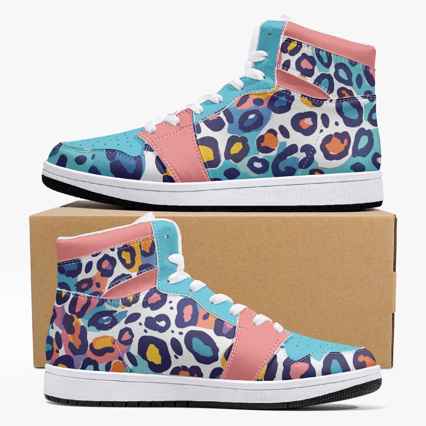 Hoge kunstleren Sneakers - Blue Leopard