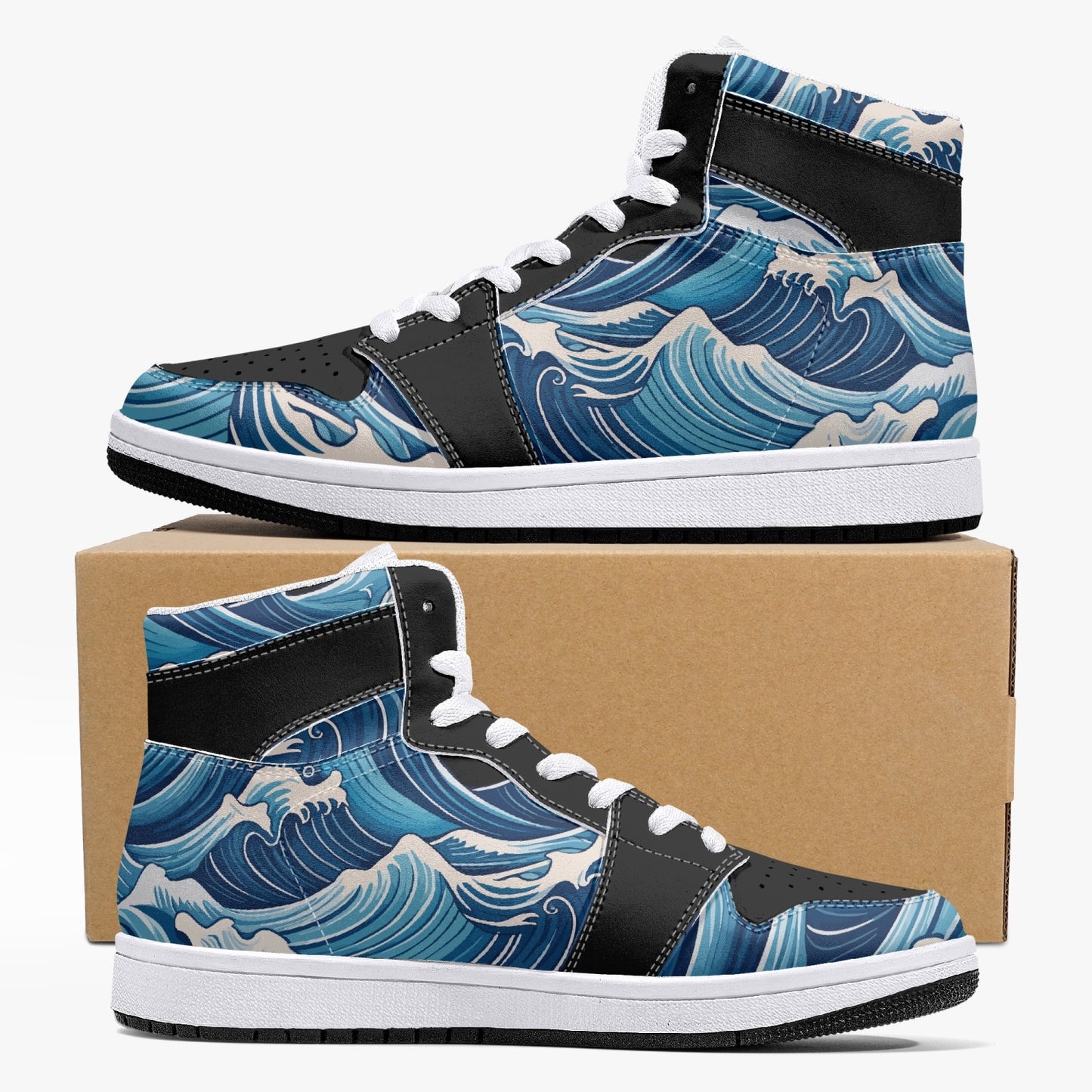 Hoge kunstleren sneakers - Crashing Waves