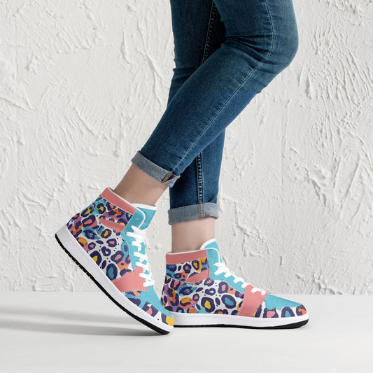 Hoge kunstleren Sneakers - Blue Leopard