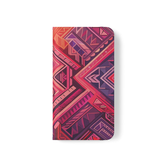 iPhone Flip Case - Pink Tribal Pattern