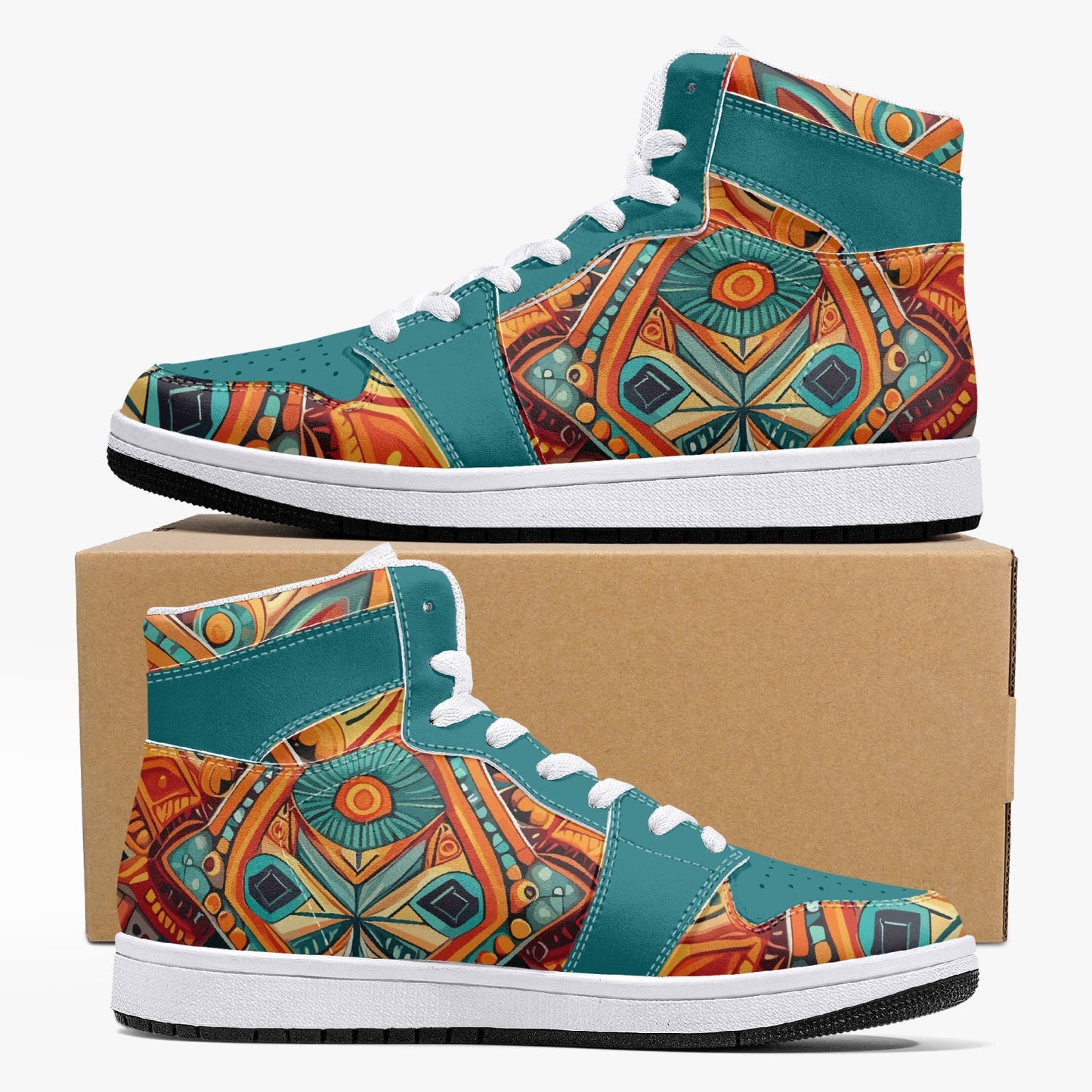 Hoge kunstleren sneakers - Vibrant Tribal #1