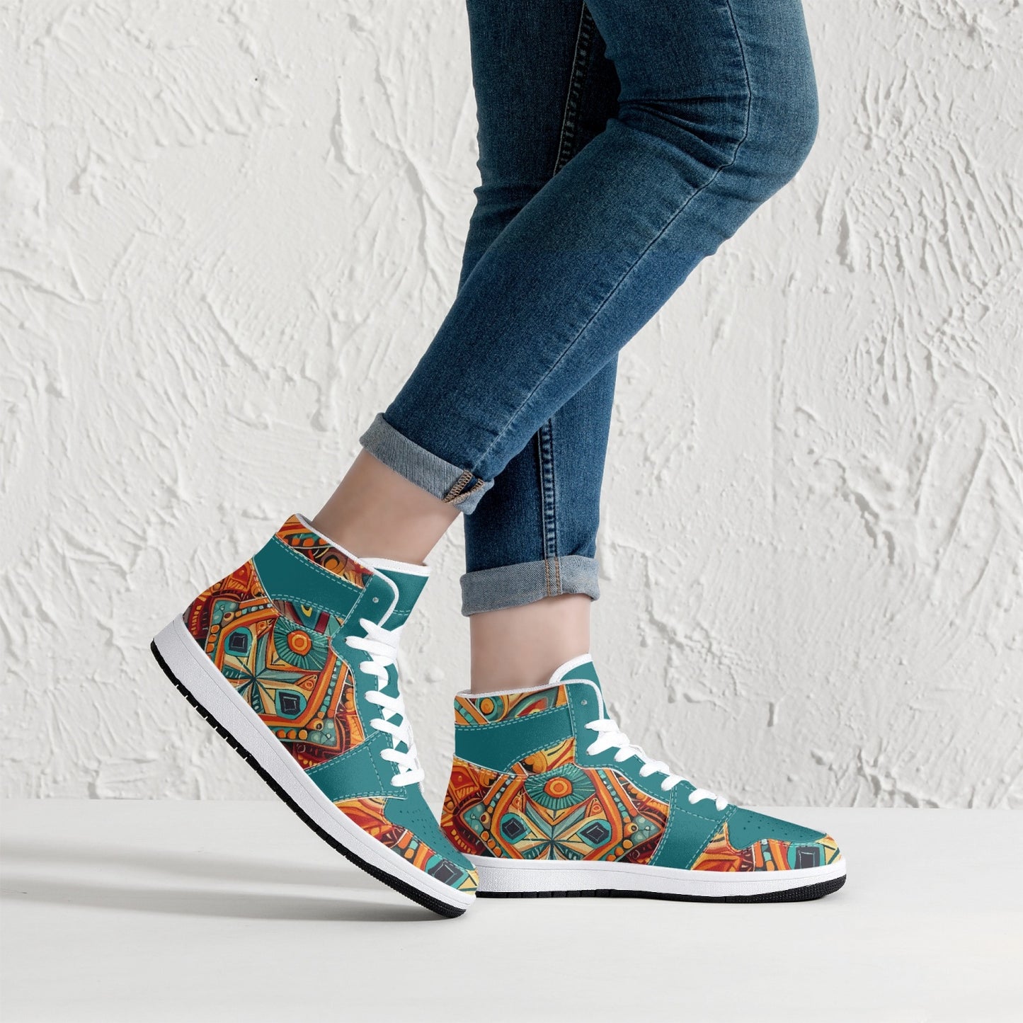 Hoge kunstleren sneakers - Vibrant Tribal #1